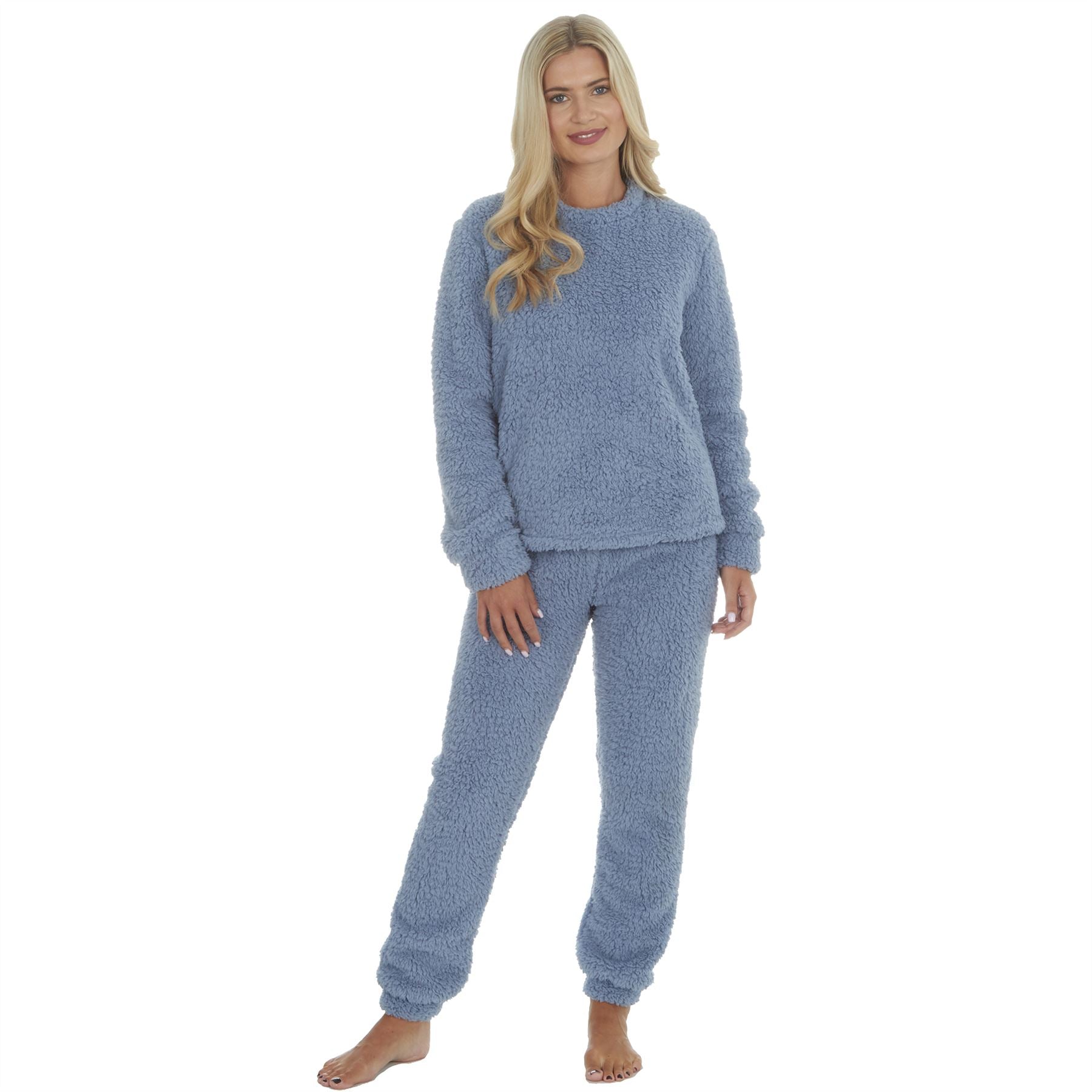 Womens/Ladies Fleece Thermal Pyjamas Pyjama PJs Winter Nightwear Set Size 8-22
