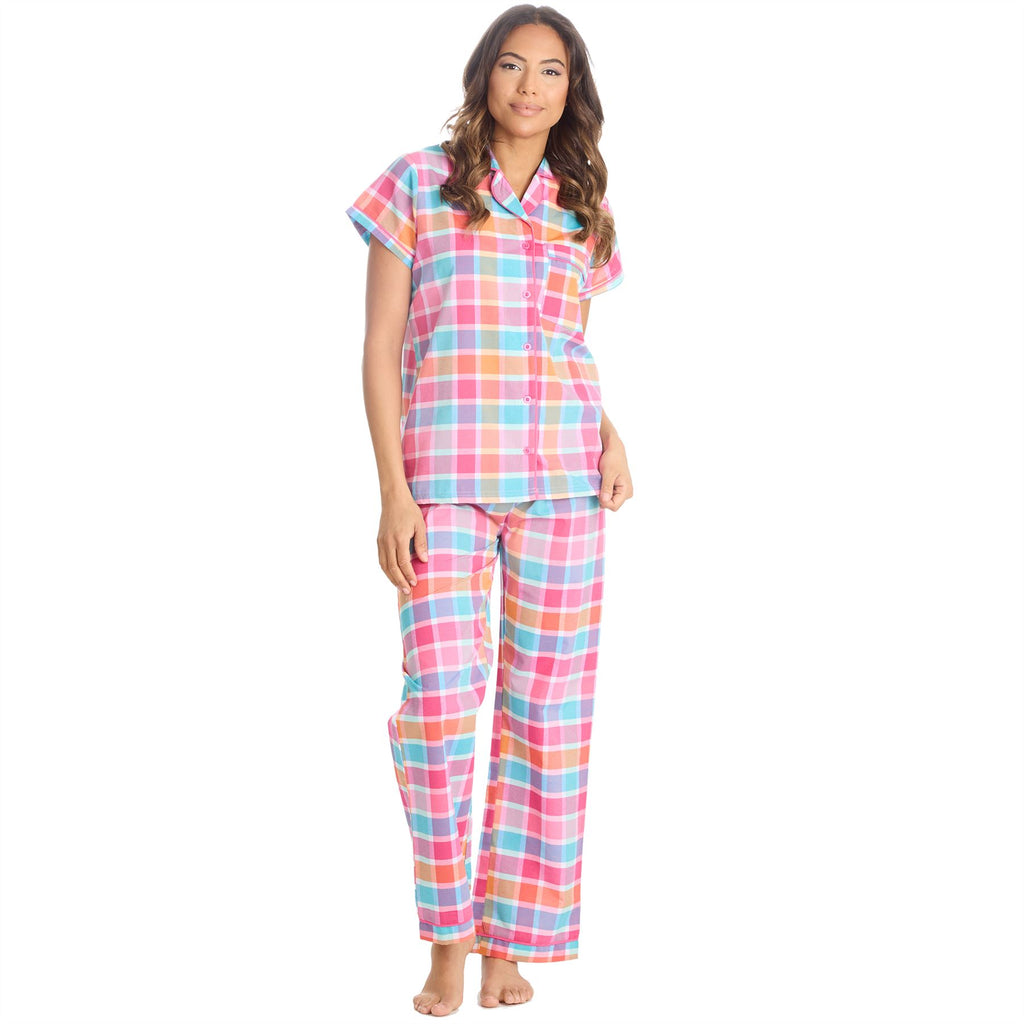 Womens/Ladies Pyjamas Yarn Dyed Woven Check Pyjama Set PJs Size 8-22