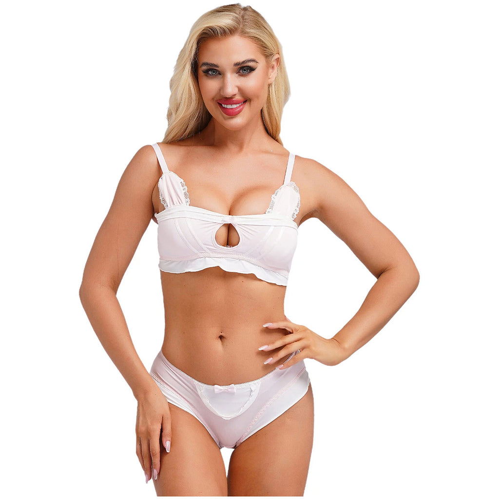 Women's Sexy Underwear Pajama Set Erotic Bra Panties Nightwear Rave Clubwear