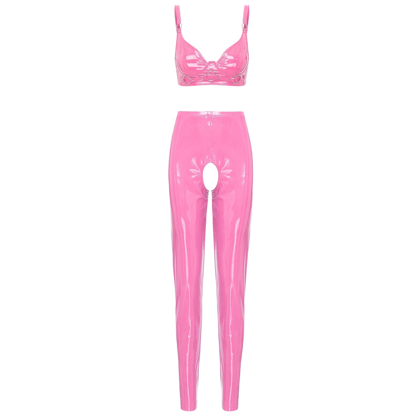 Womens Catsuit Crotchless Nightwear Costume Lingerie Set Bralette Clubwear Bra