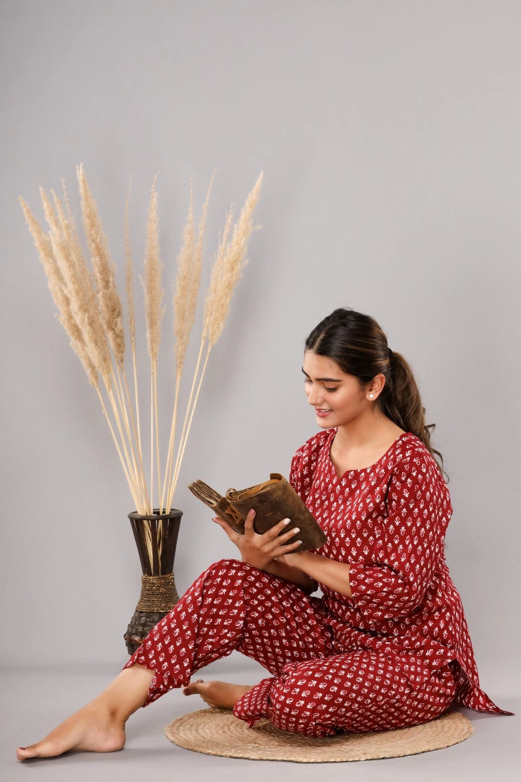 New Indian Printed Cotton Top &Pajama Set Ethnic Sleepwear/Lounge Wear/NightSuit