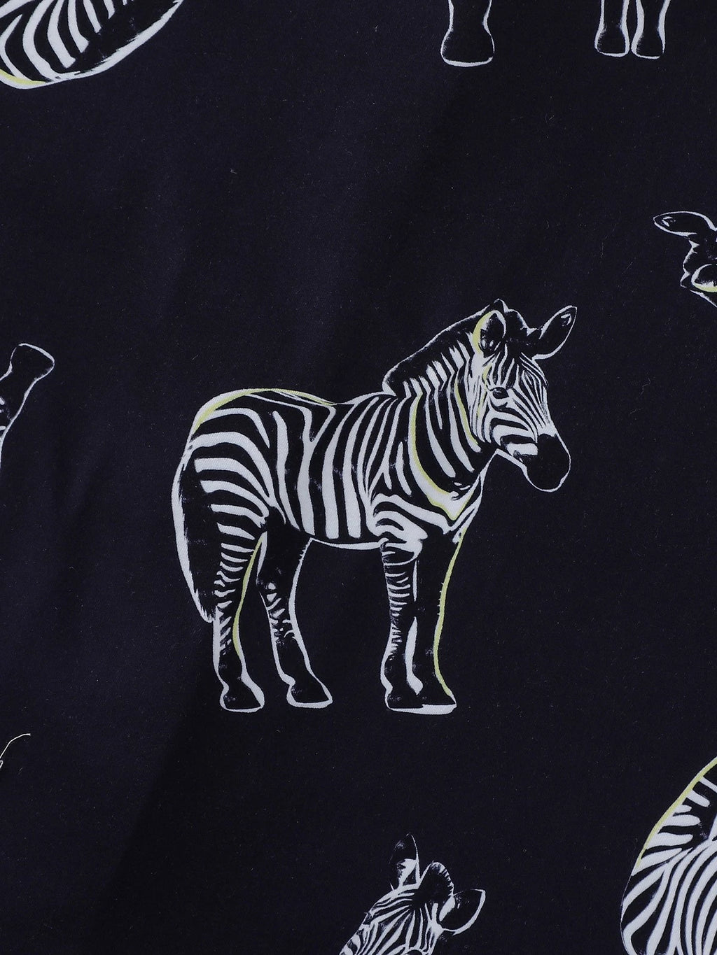 Stylish Zebra Print Womens Pajama Set - Short Sleeve Button Up Top with Lapel