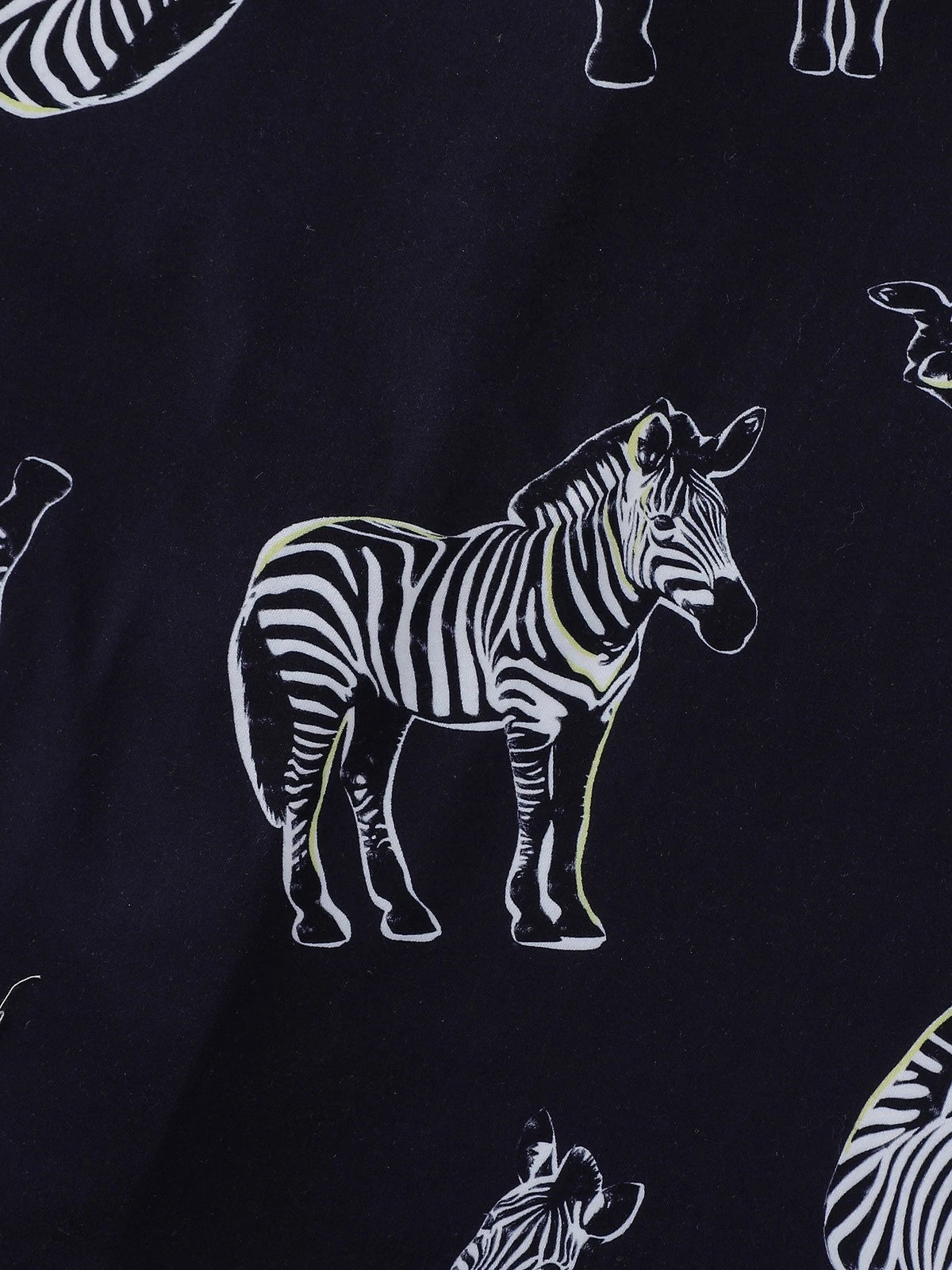 Stylish Zebra Print Womens Pajama Set - Short Sleeve Button Up Top with Lapel