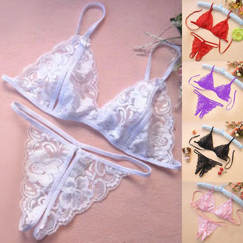Sexy-Lingerie Nightwear Underwear G-string Babydoll Women Lace Sleepwear Set~☆