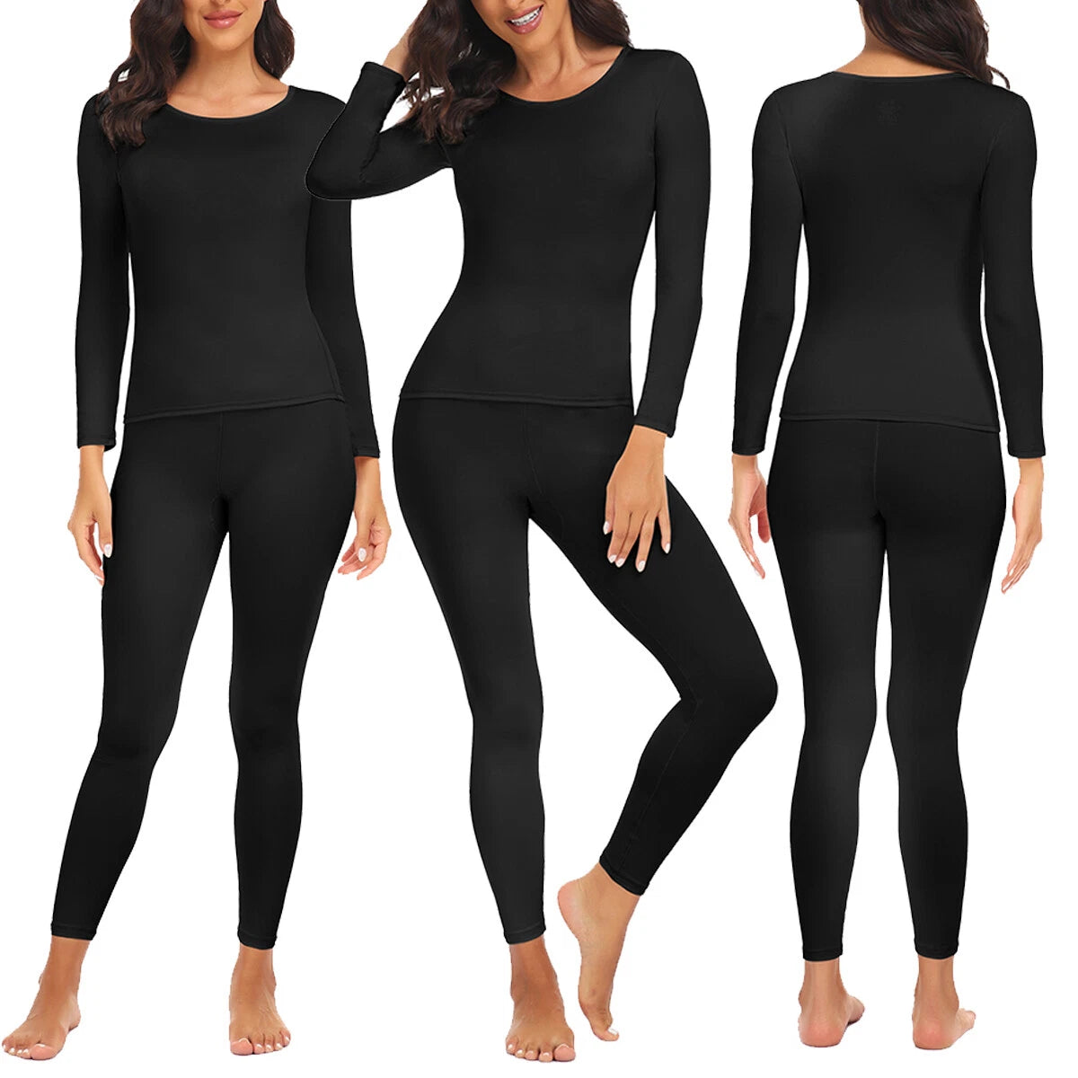 Women Thermals Top & Bottom 2PC Set Waffle Knit Thermal Long Johns Underwear US