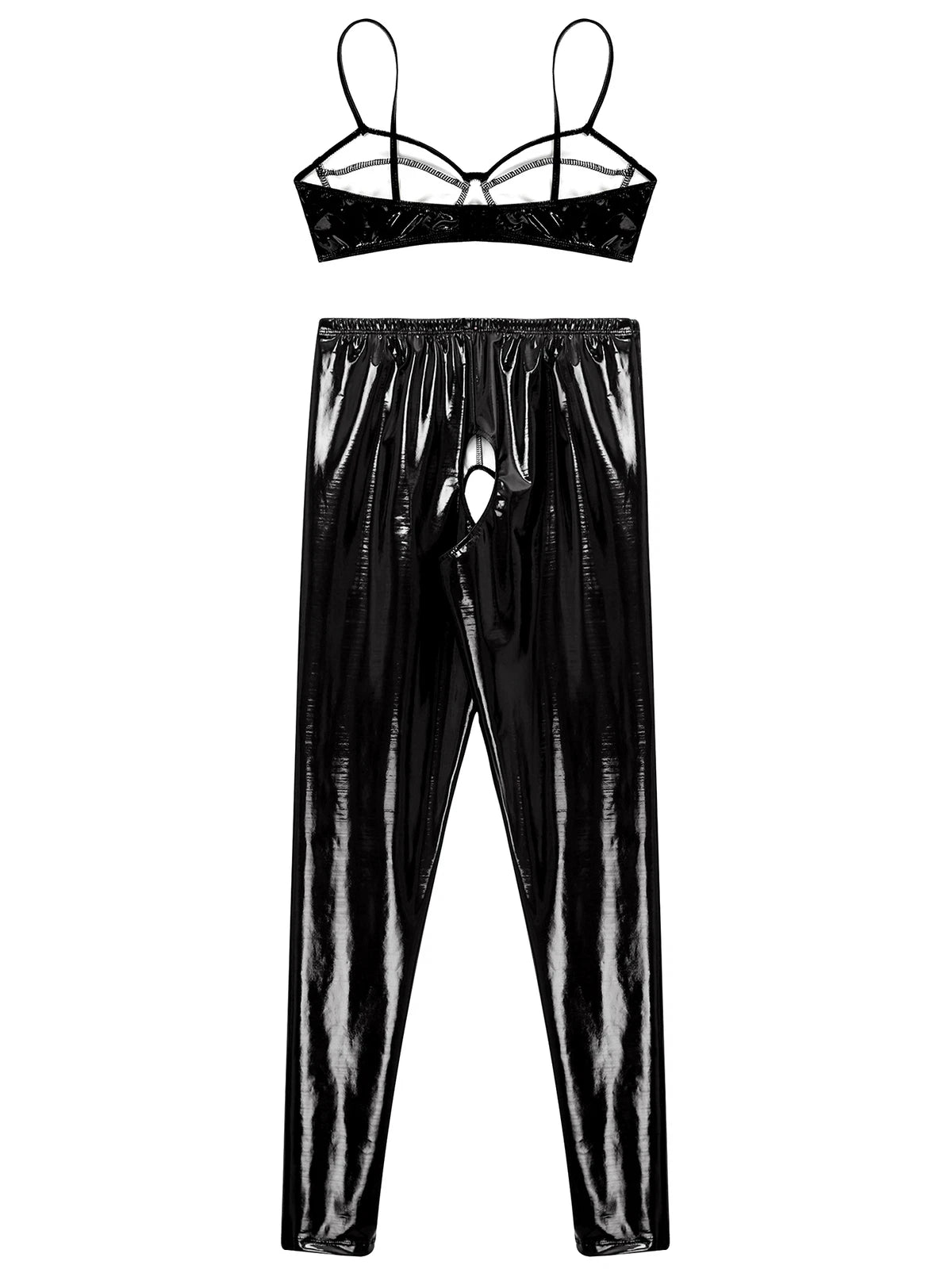 Womens Catsuit Crotchless Nightwear Costume Lingerie Set Bralette Clubwear Bra
