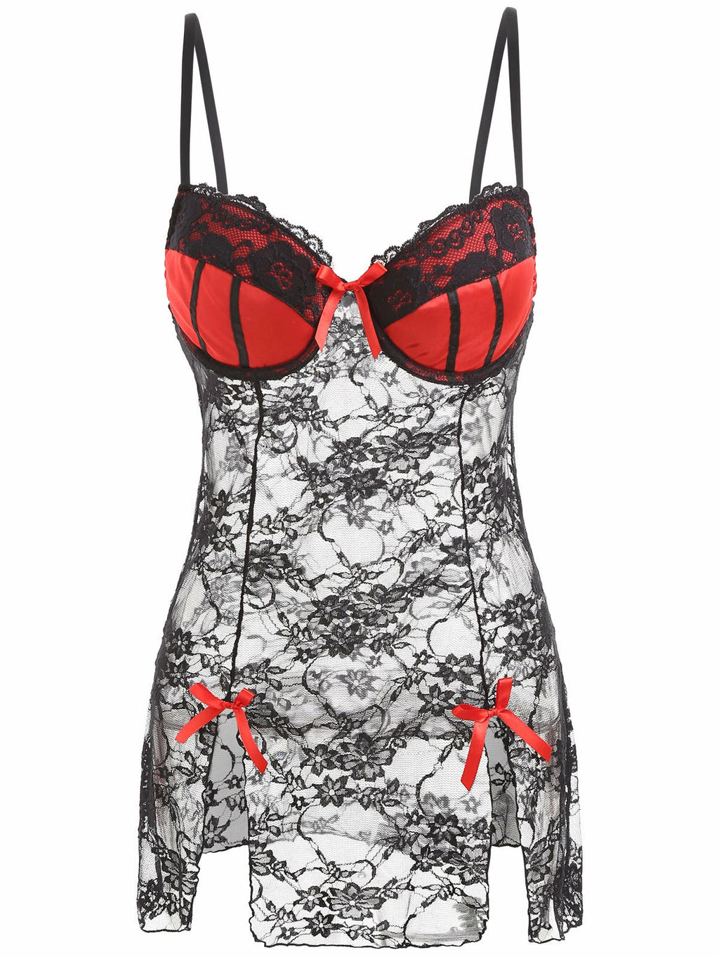 Women Lace Sexy Lingerie Nightwear Sleepwear Babydoll Pajamas Dress G-String Set