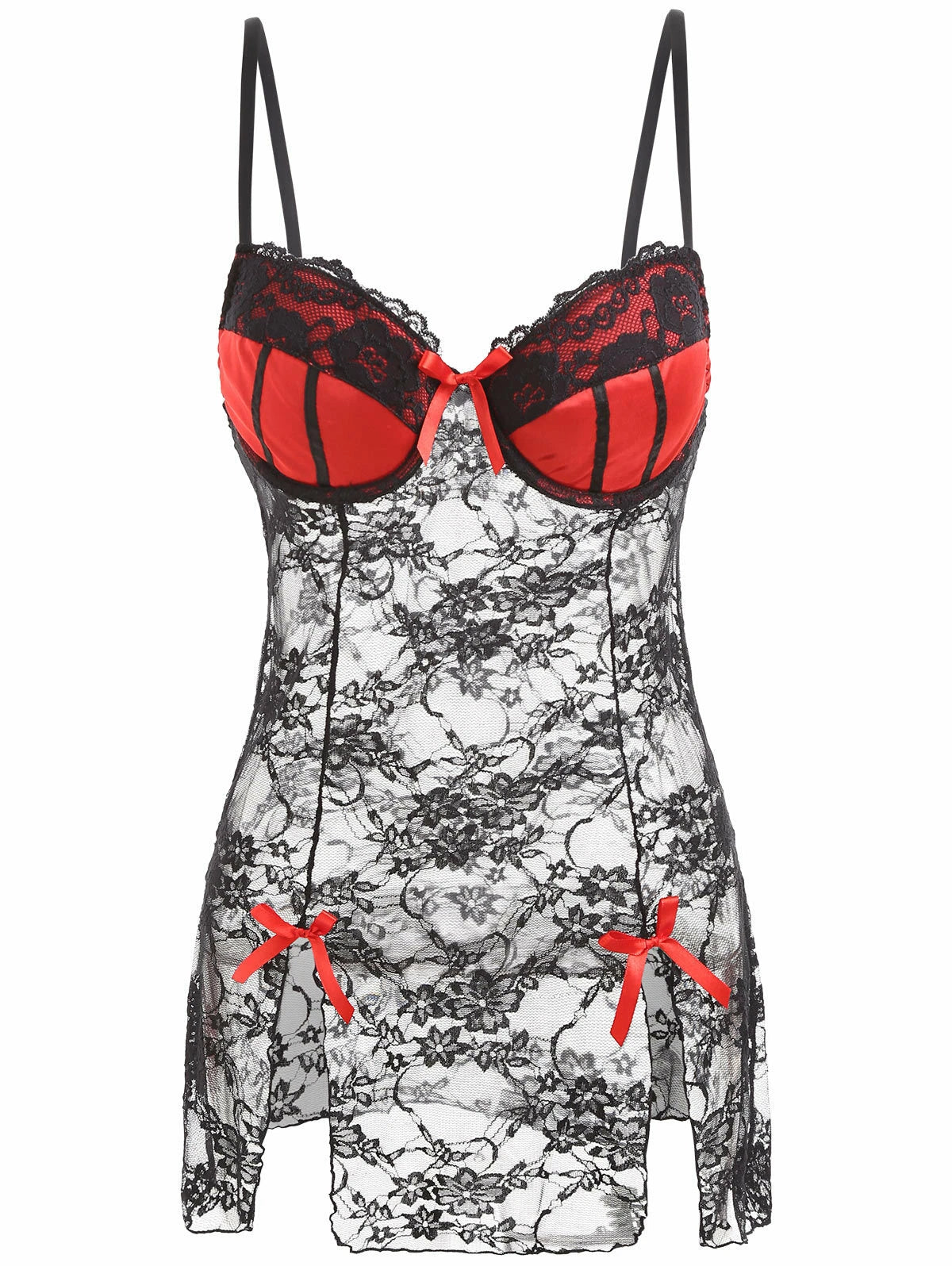 Women Lace Sexy Lingerie Nightwear Sleepwear Babydoll Pajamas Dress G-String Set