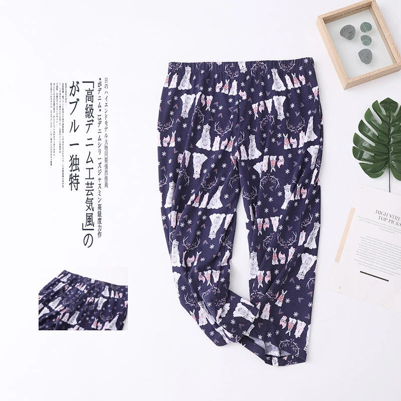 Womens Capri Set Sleepwear Pajamas Woman Sleep Nightshirt Home wear Nightwear Pj