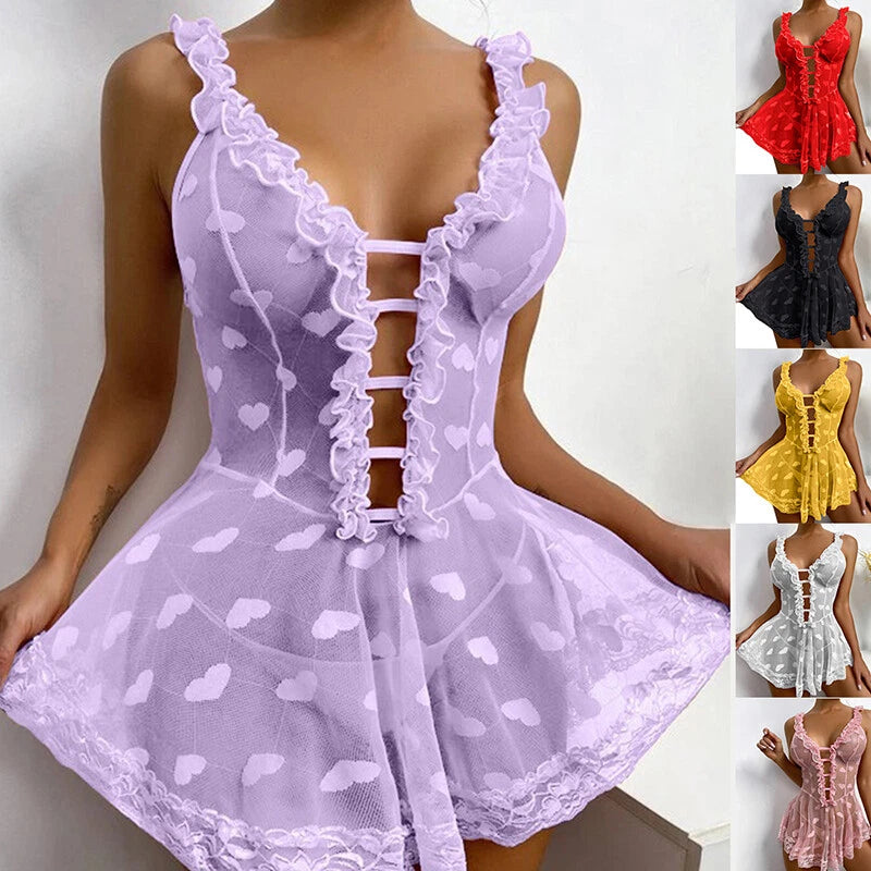 Sexy Women Lingerie Lace Babydoll Underwear Sleepwear Nightgown Slip Dress New