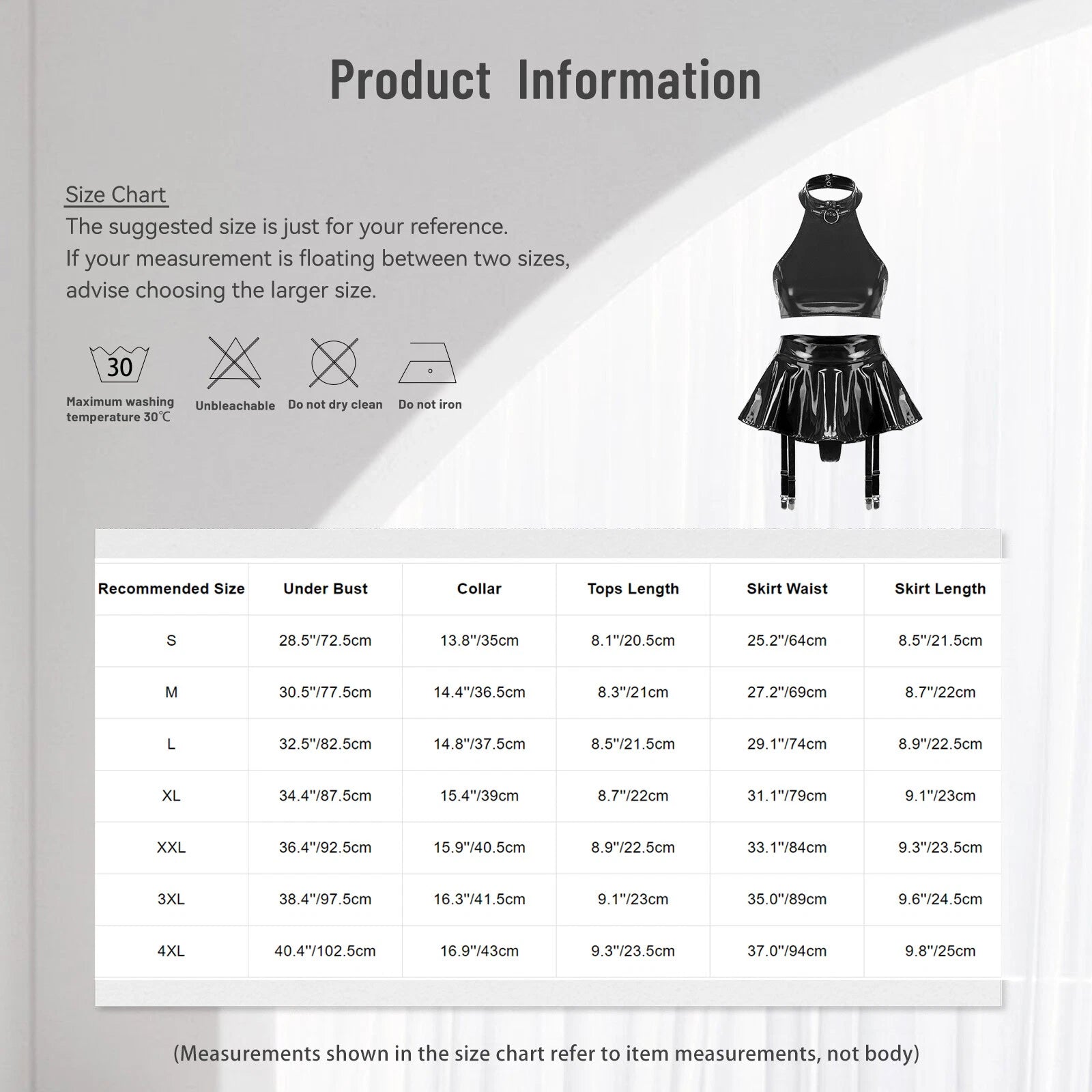 Womens Lingerie Set Patent Leather Crop Top Two-Piece Miniskirt Tank Outfits