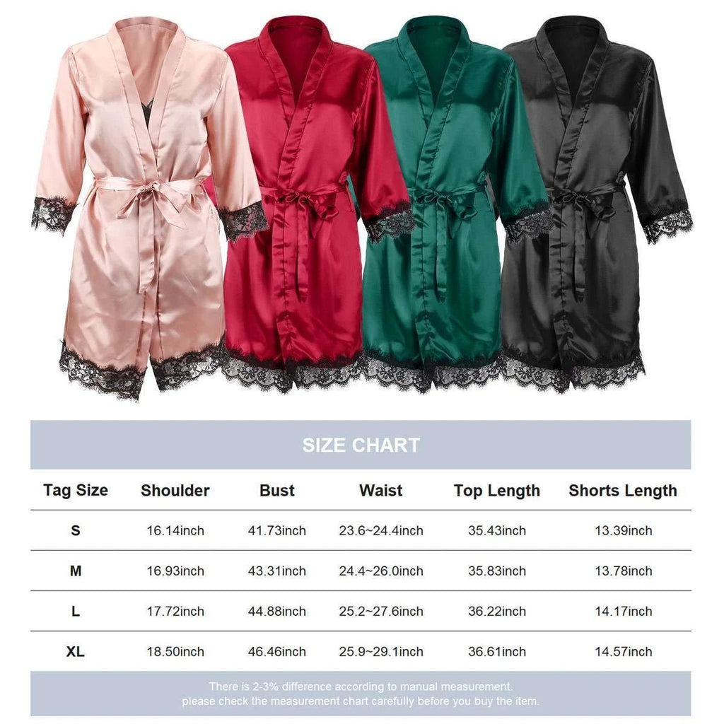 4pcs/set Sexy Women Lingerie Silk Lace Underwear Sleepwear Night Topcoat Pajamas