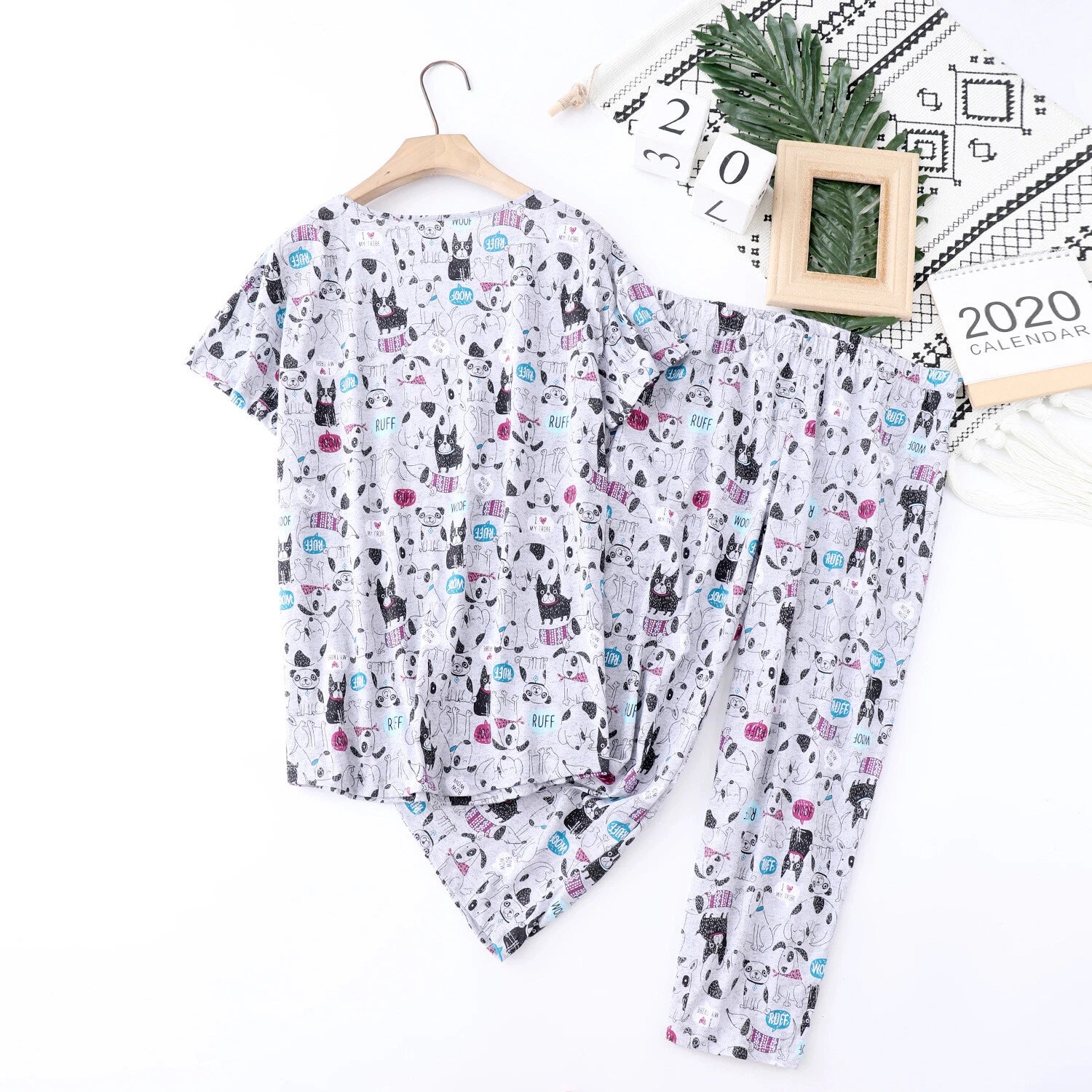 Womens Capri Set Sleepwear Pajamas Woman Sleep Nightshirt Home wear Nightwear Pj