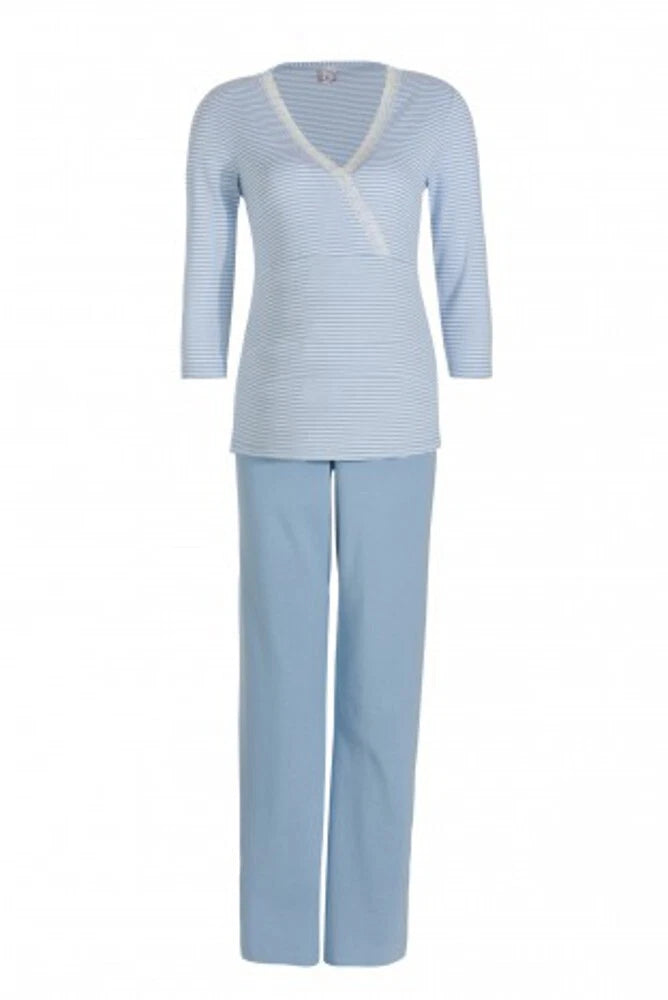 Bellybutton Maternity pregnancy pyjamas - striped blue, pink, grey maternity PJs
