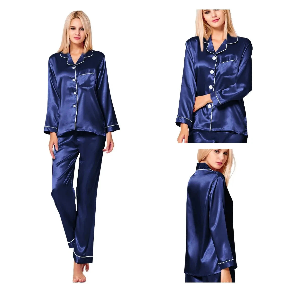 2024 Women's satin pajamas casual wear two-piece set of pajamas