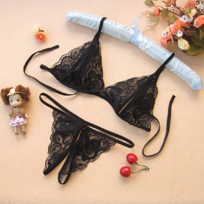 Sexy-Lingerie Nightwear Underwear G-string Babydoll Women Lace Sleepwear Set~☆