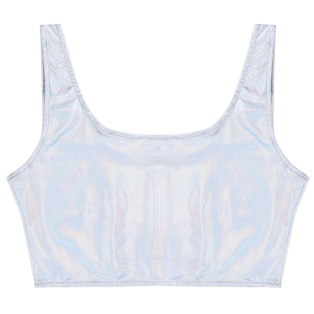 Womens Lingerie Set Patent Leather Crop Top Two-Piece Miniskirt Tank Outfits