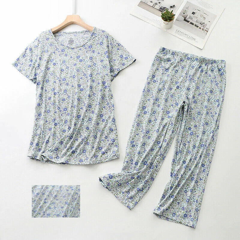 Womens Capri Set Sleepwear Pajamas Woman Sleep Nightshirt Home wear Nightwear Pj