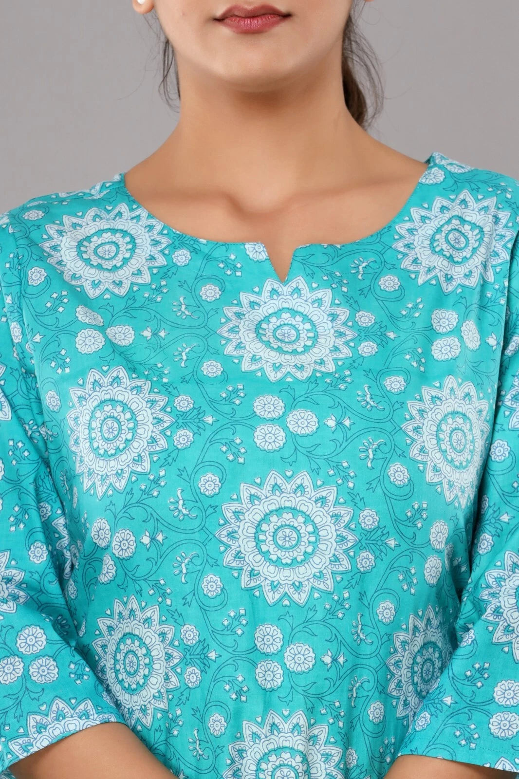 New Indian Printed Cotton Top &Pajama Set Ethnic Sleepwear/Lounge Wear/NightSuit