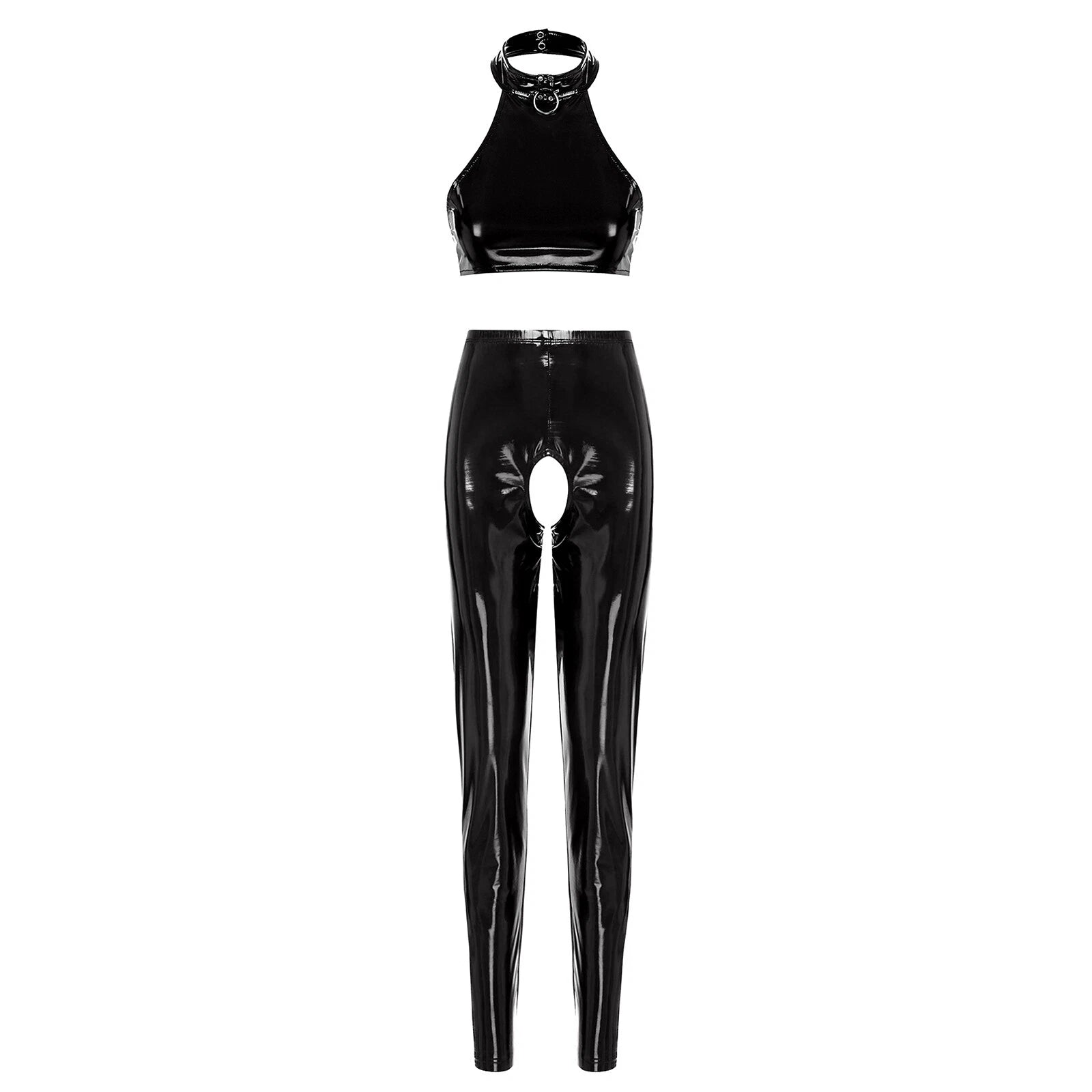 Womens Catsuit Crotchless Nightwear Costume Lingerie Set Bralette Clubwear Bra