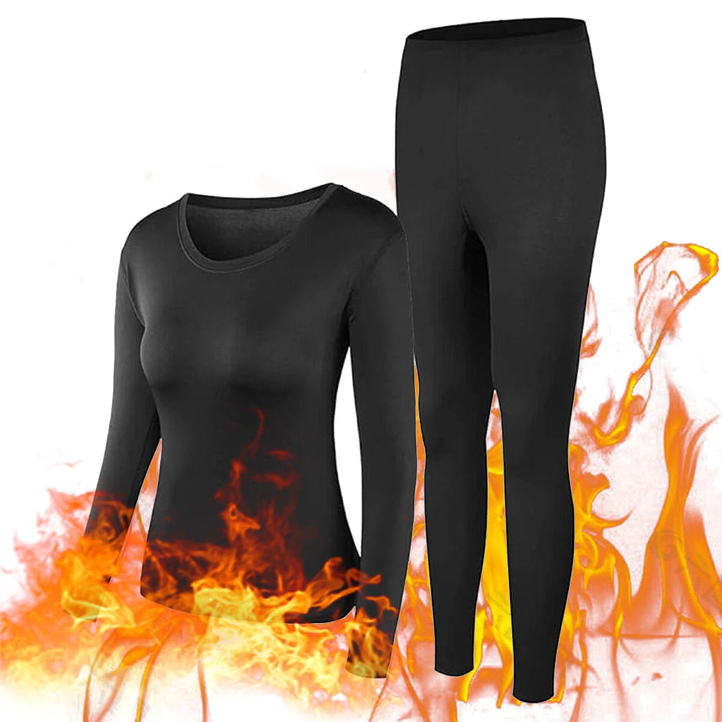 Women Thermals Top & Bottom 2PC Set Waffle Knit Thermal Long Johns Underwear US