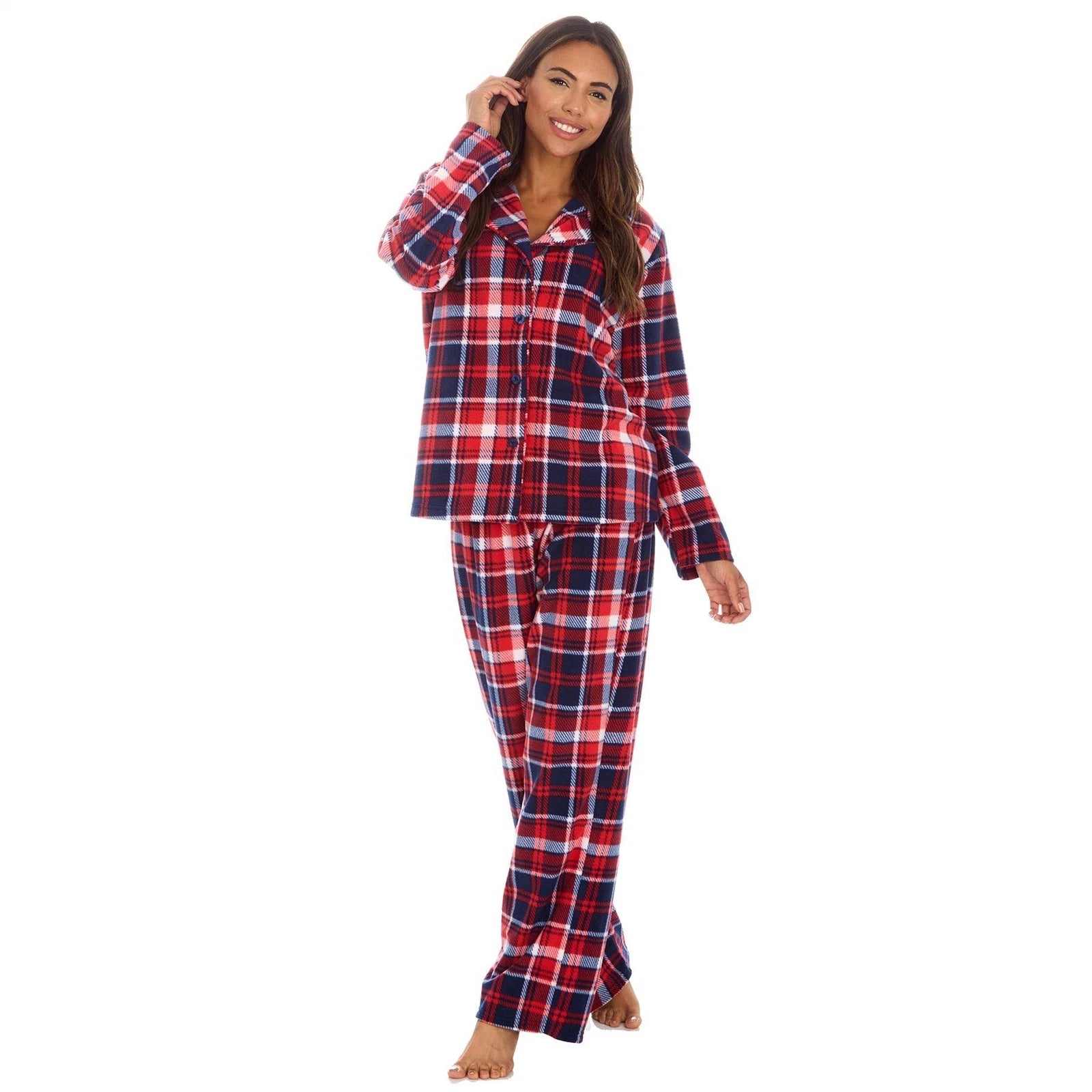 Womens/Ladies Fleece Thermal Pyjamas Pyjama PJs Winter Nightwear Set Size 8-22