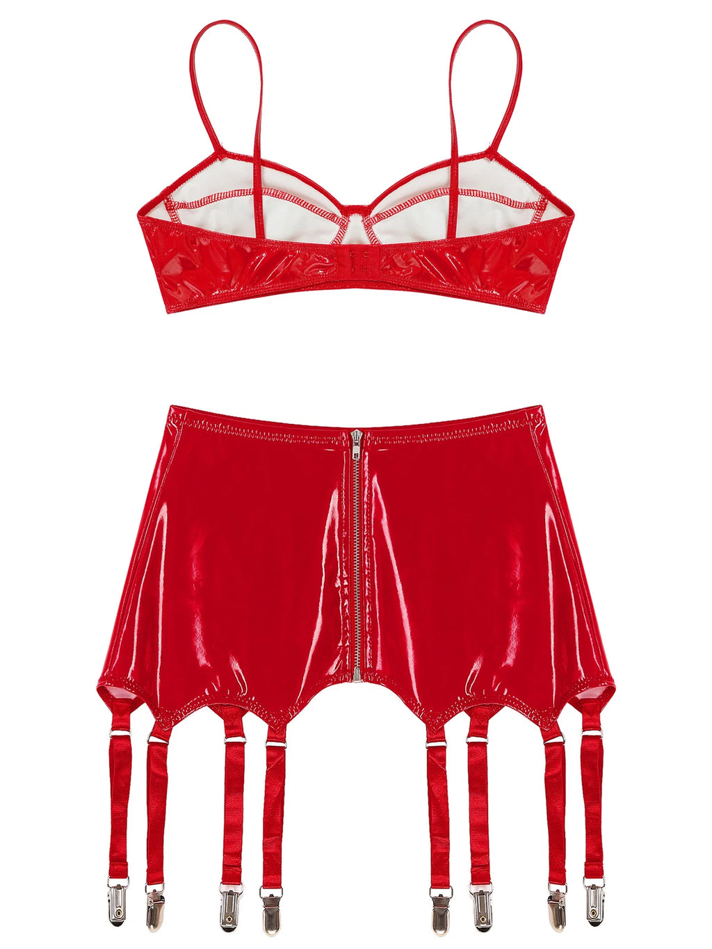 Womens Lingerie Set Metallic Crop Top Wirefree Miniskirt Unlined Nightwear Sexy