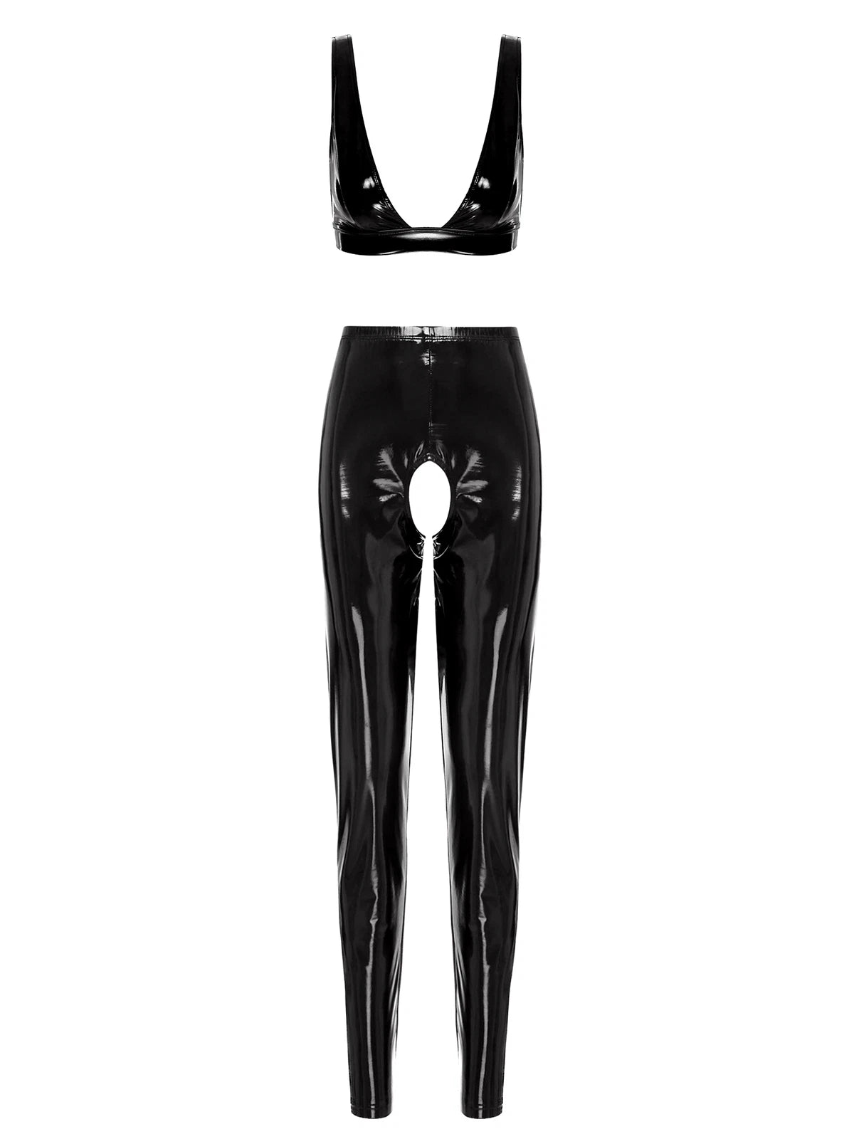 Womens Catsuit Crotchless Nightwear Costume Lingerie Set Bralette Clubwear Bra