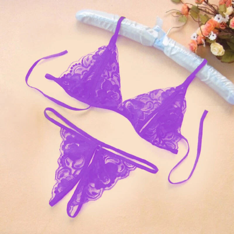 Sexy-Lingerie Nightwear Underwear G-string Babydoll Women Lace Sleepwear Set~☆