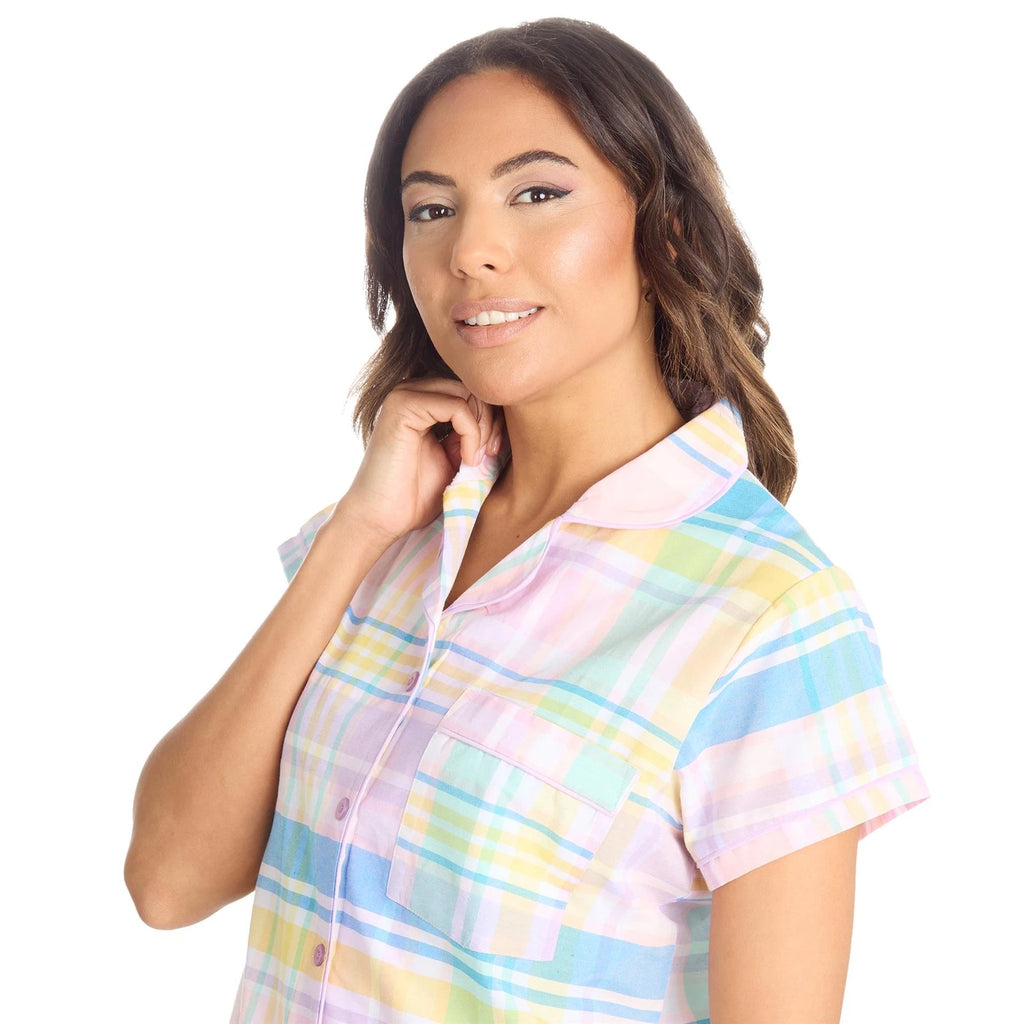 Womens/Ladies Pyjamas Yarn Dyed Woven Check Pyjama Set PJs Size 8-22