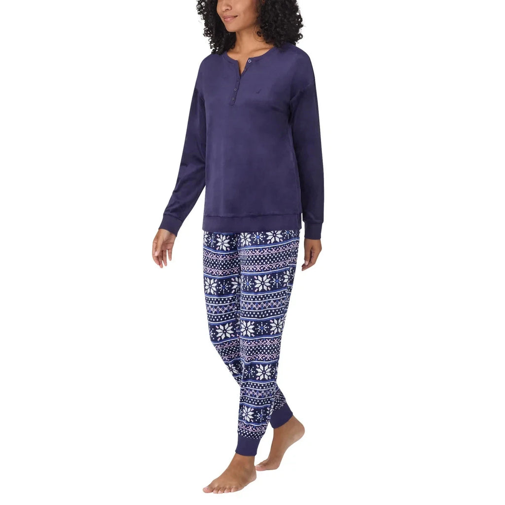 NWT Nautica Women's 2-Pc  PJ Lightweight Stretch Fleece Pajama Lounge Set s:S-3X
