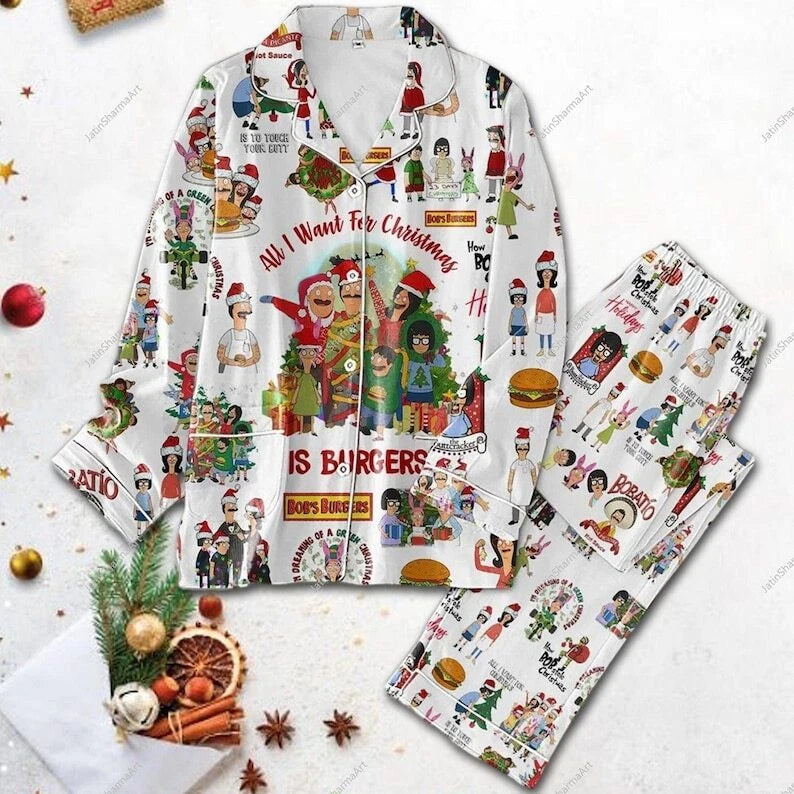Bob's Burgers Christmas Pajamas Set, Bobs Berger Women Pajamas Set, Bobs Burgers