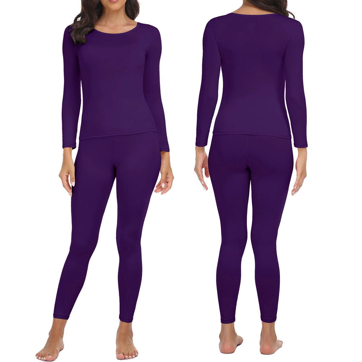 Women Thermals Top & Bottom 2PC Set Waffle Knit Thermal Long Johns Underwear US