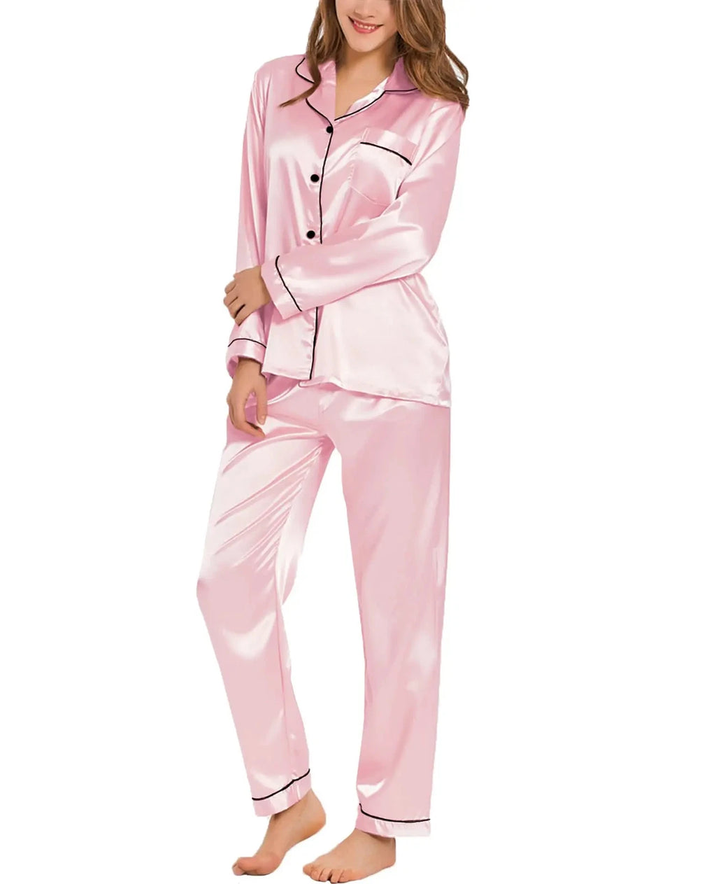 2024 Women's satin pajamas casual wear two-piece set of pajamas
