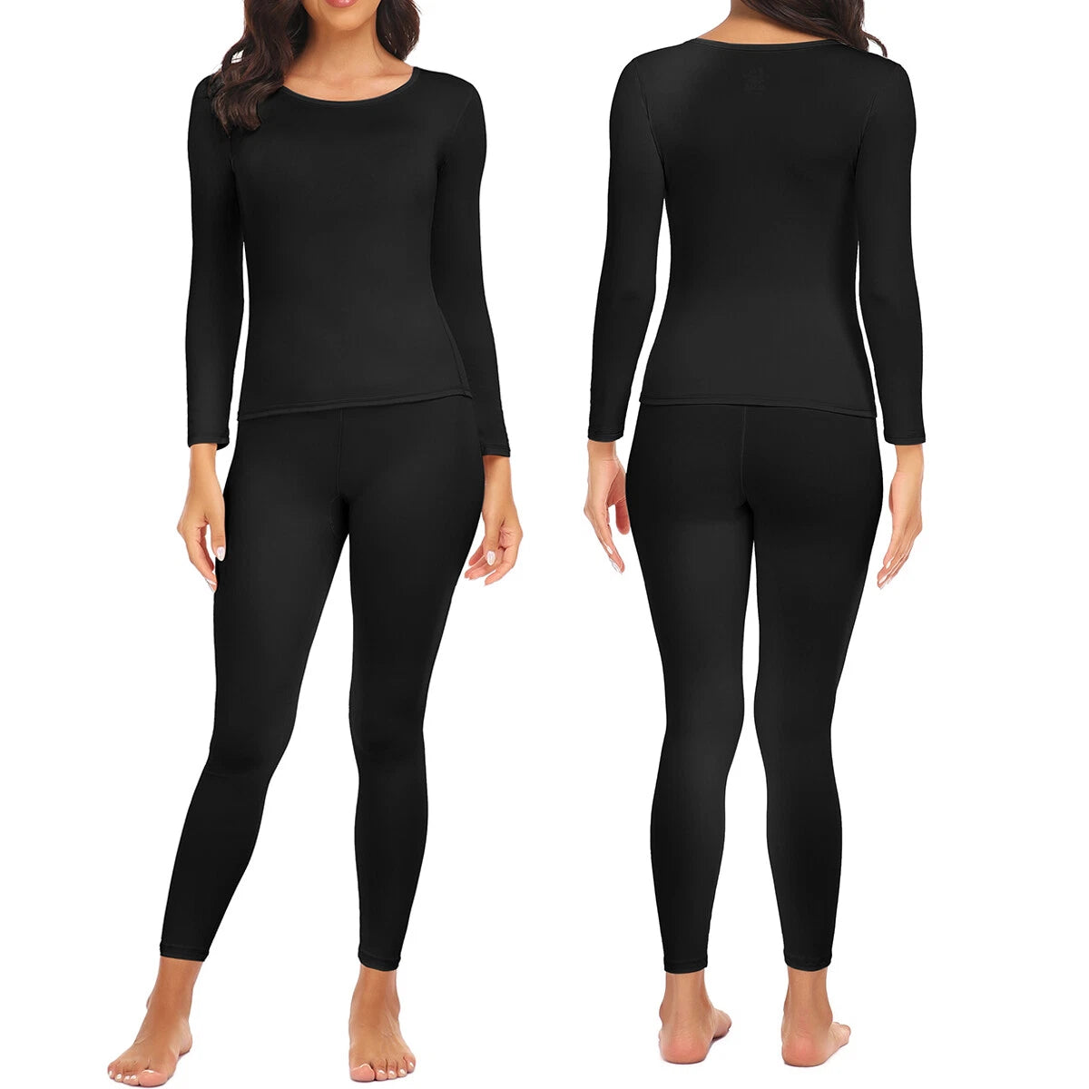 Women Thermals Top & Bottom 2PC Set Waffle Knit Thermal Long Johns Underwear US