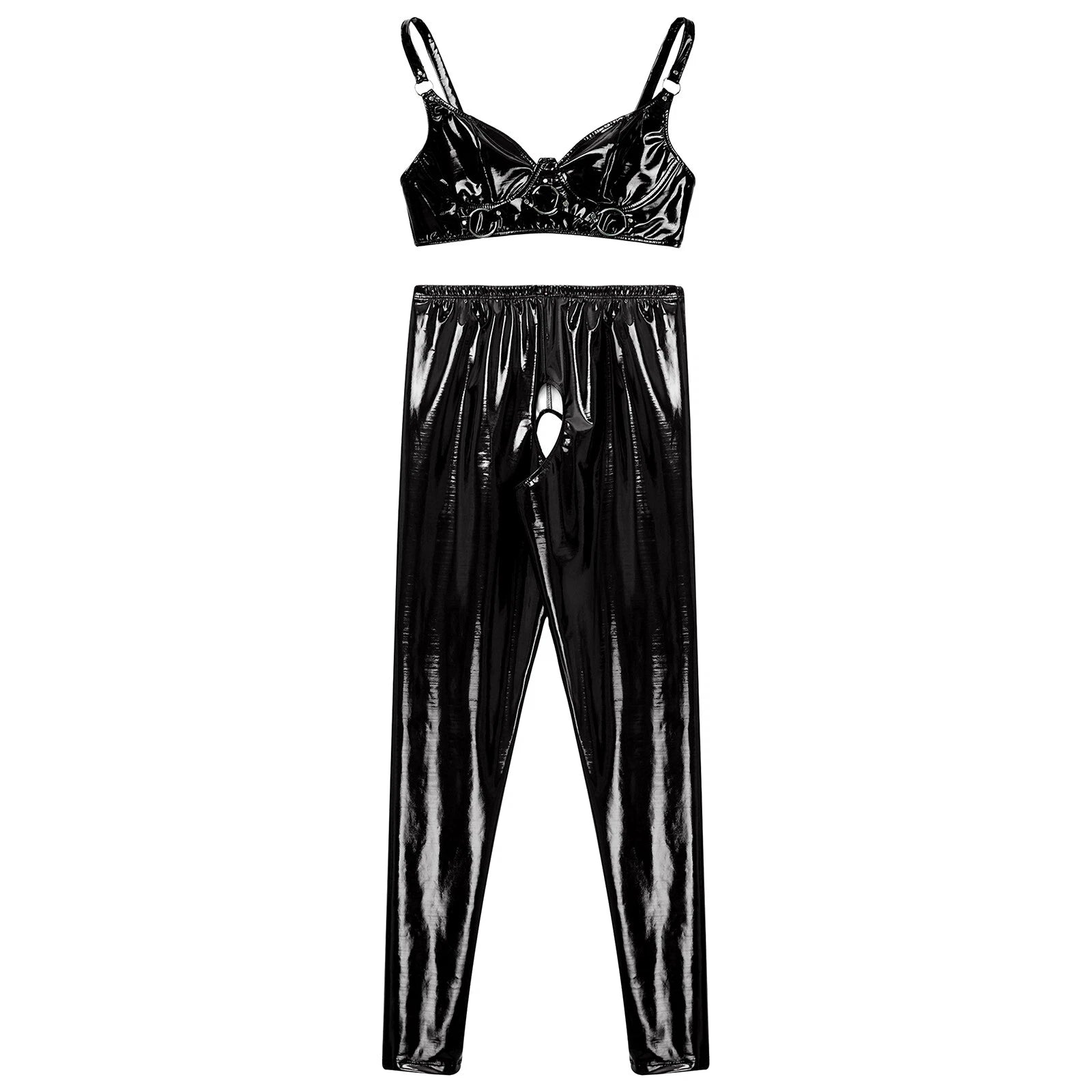 Womens Catsuit Crotchless Nightwear Costume Lingerie Set Bralette Clubwear Bra