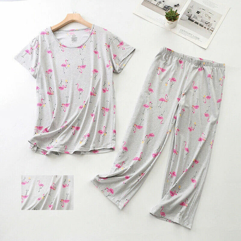 Womens Capri Set Sleepwear Pajamas Woman Sleep Nightshirt Home wear Nightwear Pj
