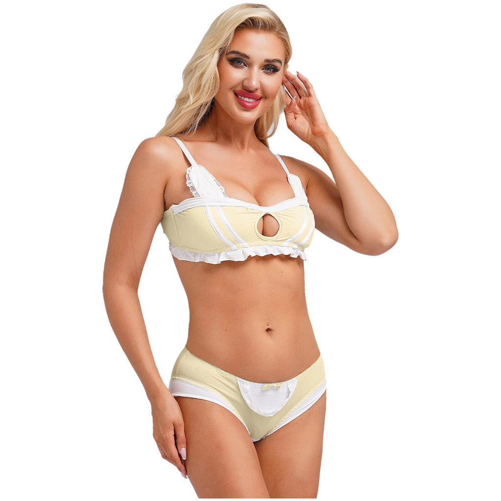 Women's Sexy Underwear Pajama Set Erotic Bra Panties Nightwear Rave Clubwear