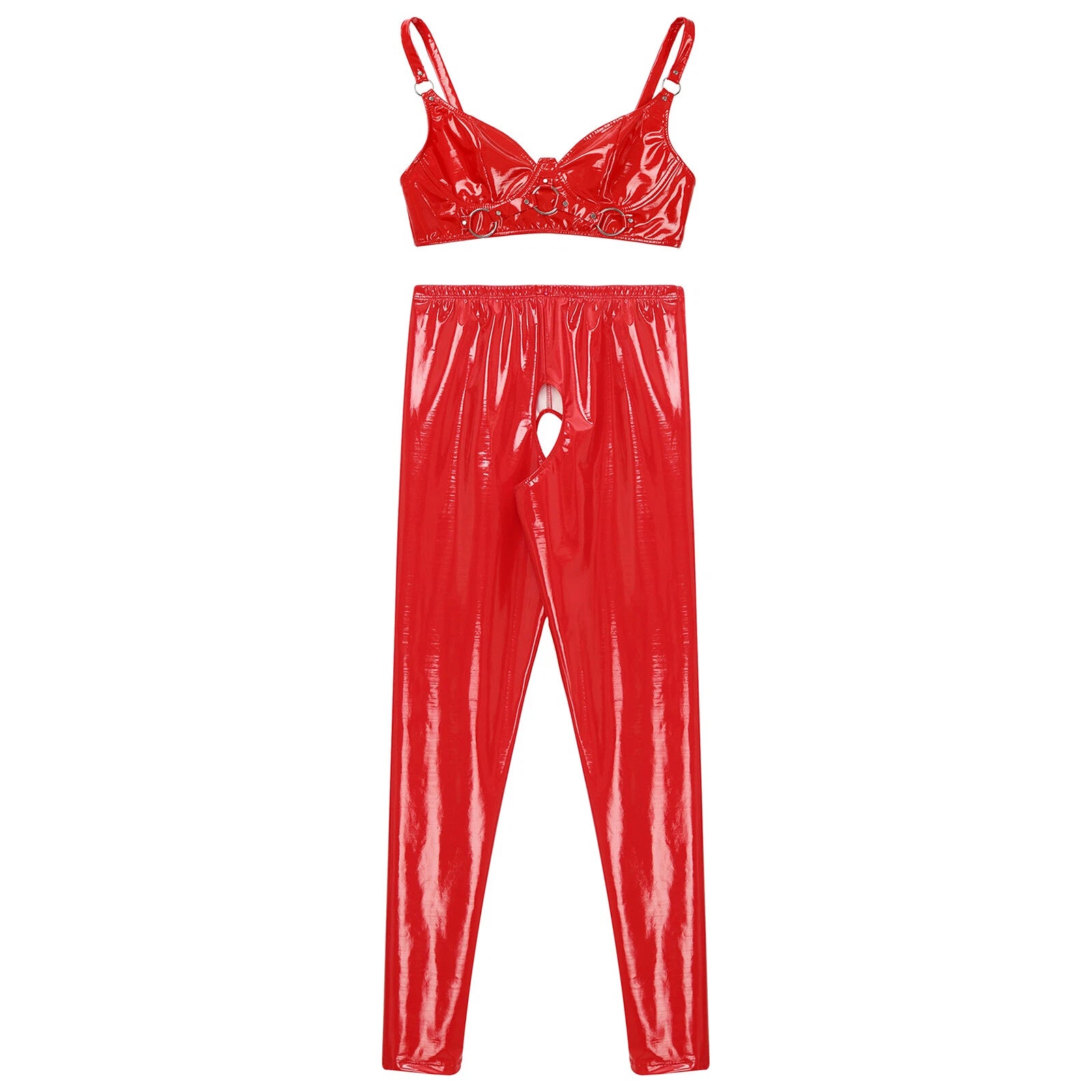 Womens Catsuit Crotchless Nightwear Costume Lingerie Set Bralette Clubwear Bra