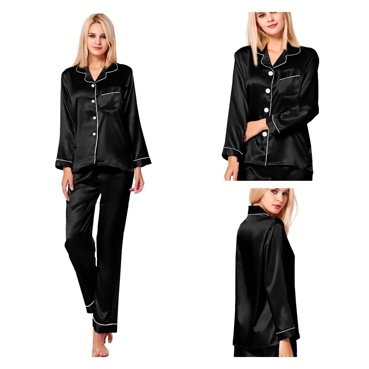 2024 Women's satin pajamas casual wear two-piece set of pajamas
