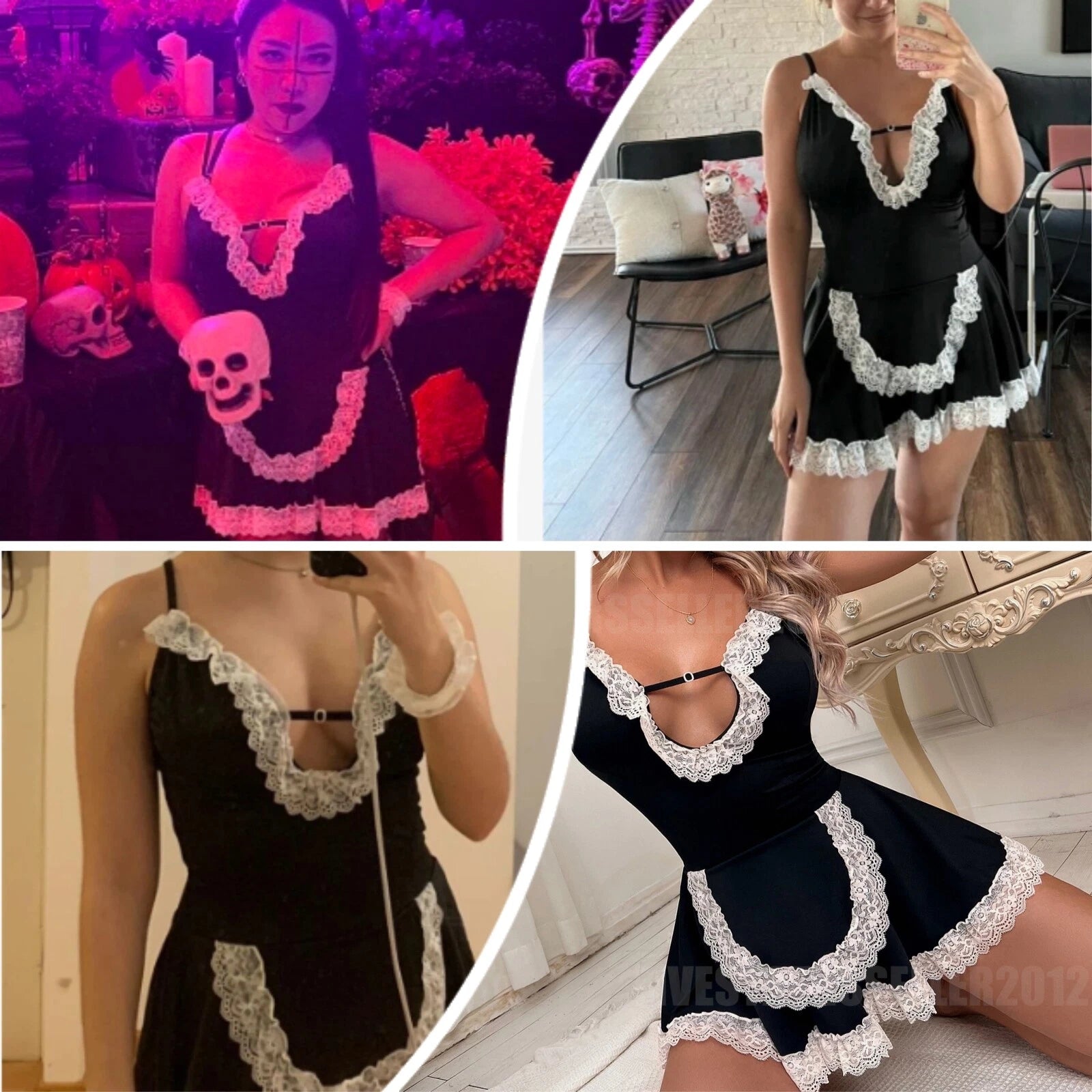 Sexy Women's Lingerie Sets Costume Cosplay French Maid Dress Sleepwear Outfit