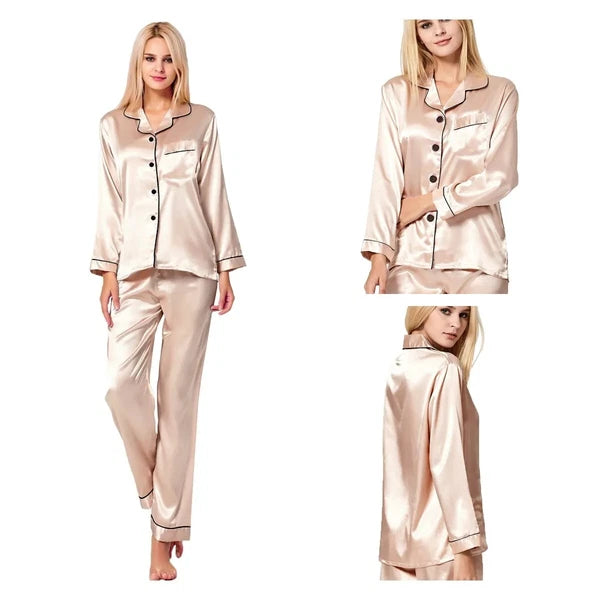 2024 Women's satin pajamas casual wear two-piece set of pajamas