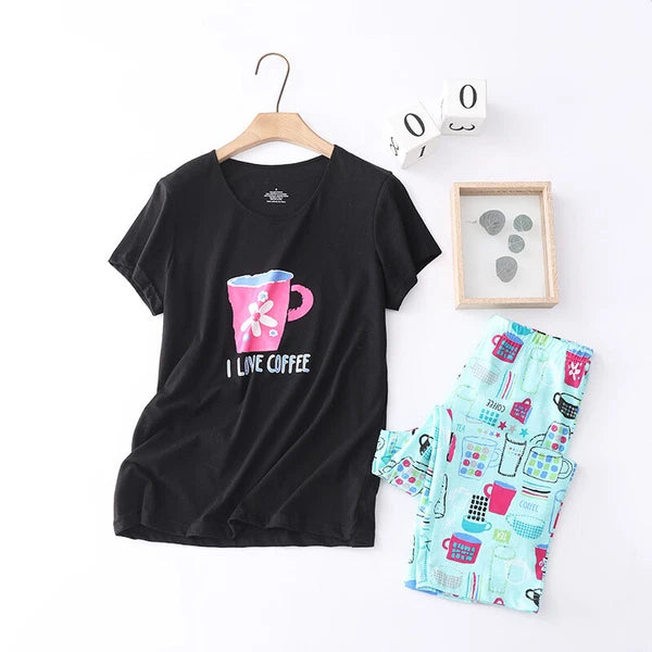 Womens Capri Set Sleepwear Pajamas Woman Sleep Nightshirt Home wear Nightwear Pj