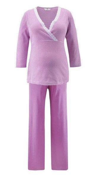 Bellybutton Maternity pregnancy pyjamas - striped blue, pink, grey maternity PJs