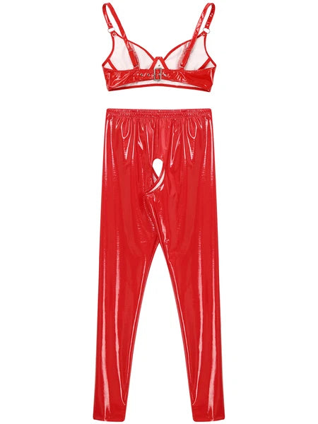 Womens Catsuit Crotchless Nightwear Costume Lingerie Set Bralette Clubwear Bra