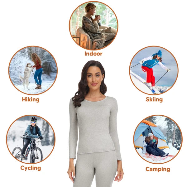 Women Thermals Top & Bottom 2PC Set Waffle Knit Thermal Long Johns Underwear US