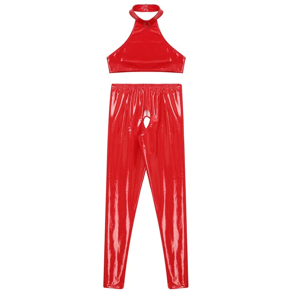 Womens Catsuit Crotchless Nightwear Costume Lingerie Set Bralette Clubwear Bra