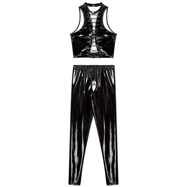 Womens Catsuit Crotchless Nightwear Costume Lingerie Set Bralette Clubwear Bra