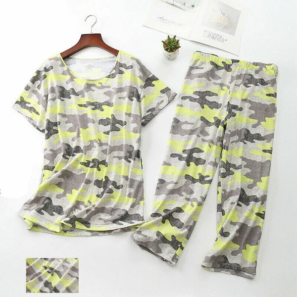 Womens Capri Set Sleepwear Pajamas Woman Sleep Nightshirt Home wear Nightwear Pj