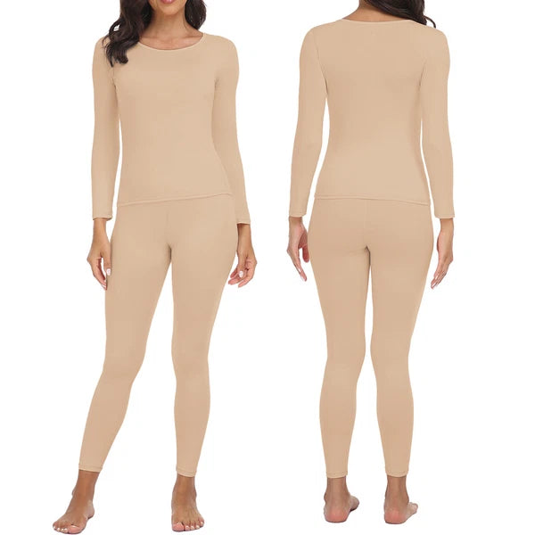 Women Thermals Top & Bottom 2PC Set Waffle Knit Thermal Long Johns Underwear US